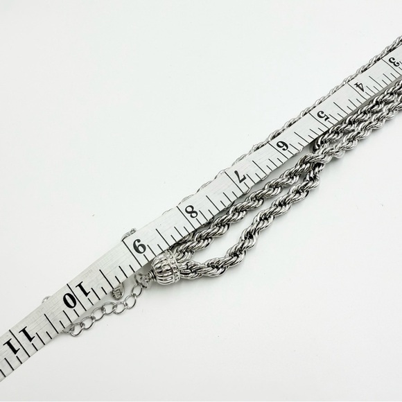 Traci Lynn Chain Long Silver Tone Heavy Chain Necklace Glass/crystal Pendant - Picture 8 of 9